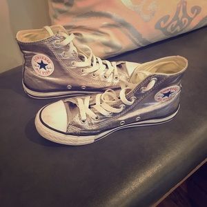 Girls silver converse sneakers